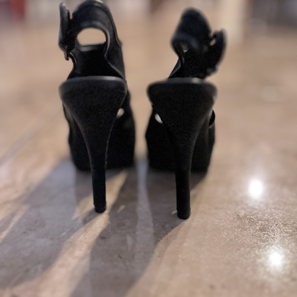 Black suede stiletto shoes
